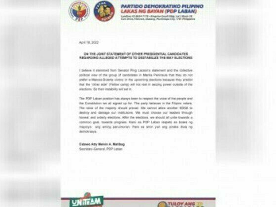 PDP-Laban calls for unity even after election day